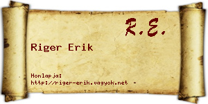 Riger Erik névjegykártya
